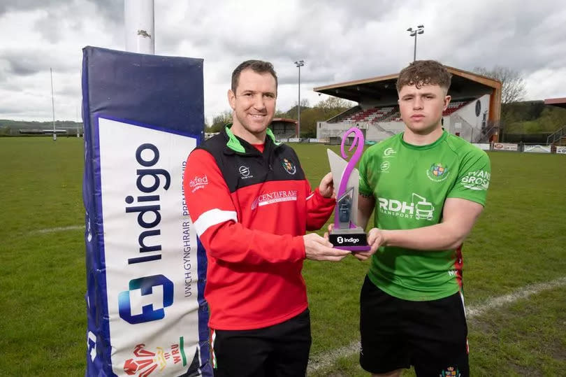 Llandovery's Adam Warren with team-mate Macs Page -Credit:Gareth Everett/Huw Evans Agency