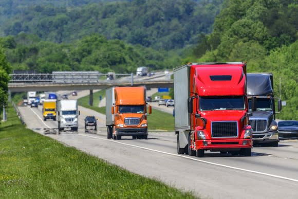 Trucks on a highway