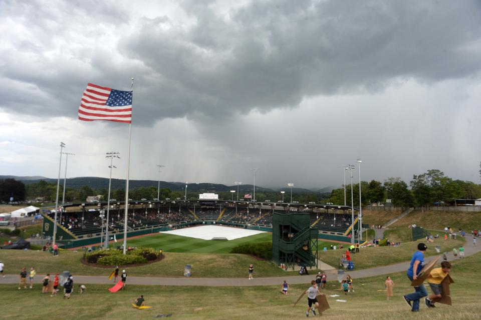 Rain delay between Middleboro 12U Nationals (New England)  versus Nolensville, Tennessee (Southeast) at Howard J. Lamade Stadium at the Little League World Series in South Williamsport, PA on Wednesday, August 17, 2022.    