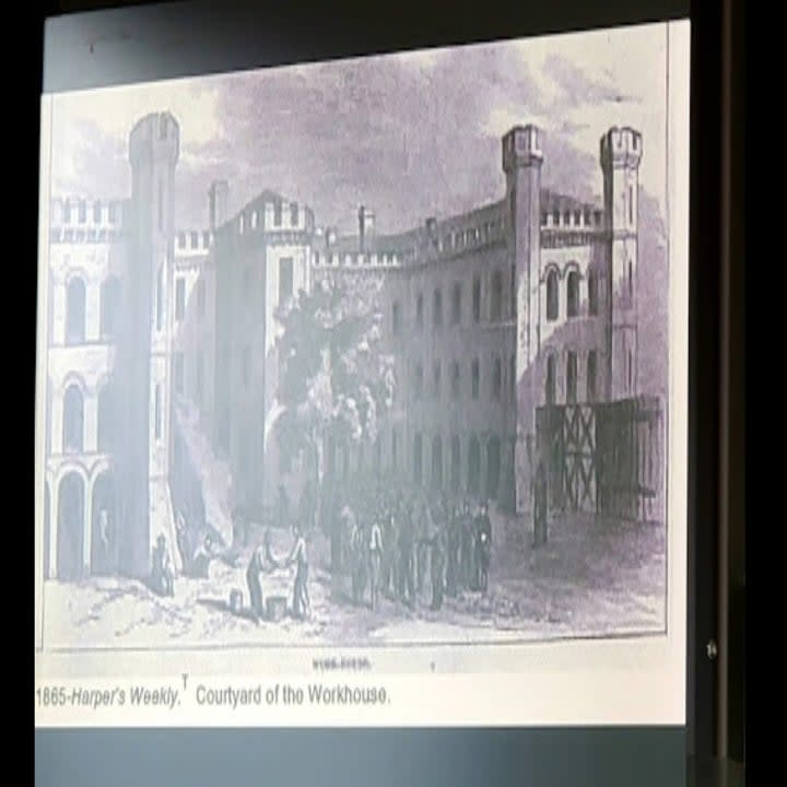 An old image shows the courtyard in the jail