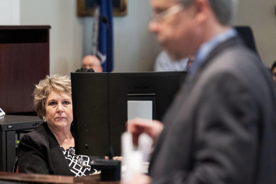 Colleton County Clerk of Court Rebecca Hill during Alex Murdaugh's trial for murder in Columbia, S.C. on March 1, 2023.  (Joshua Boucher / AP)