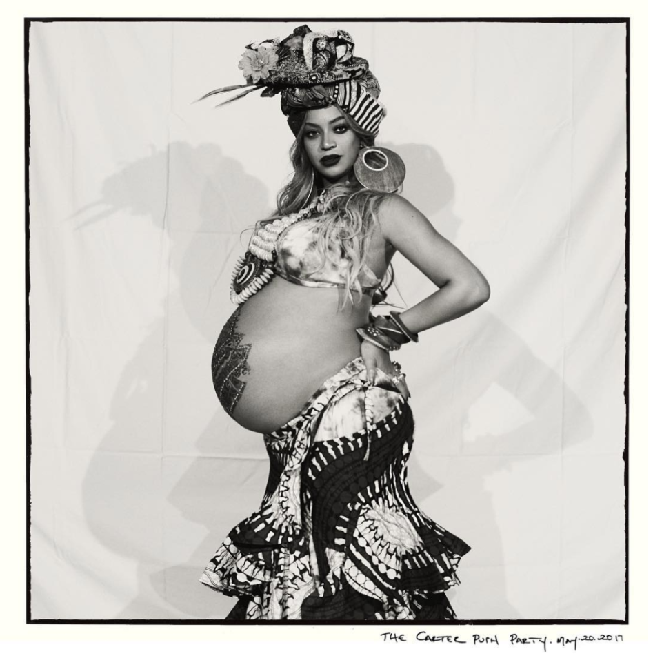 <p>Beyonce let us all into her push party in which she donned a tropical bikini and sarong. Her ever-growing stomach displayed intricate henna tattoos.<br><i>[Photo: Instagram/beyonce]</i> </p>