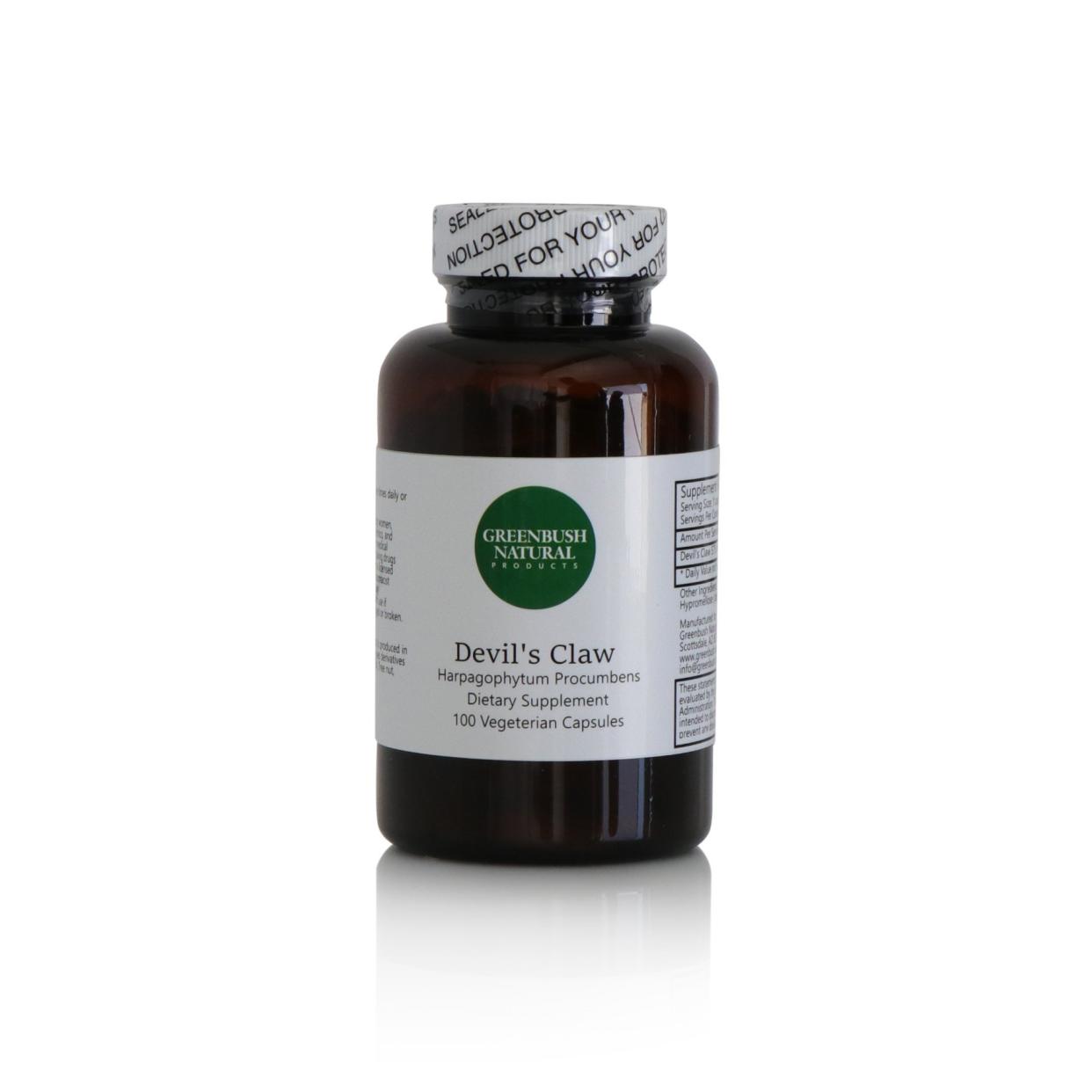 <p><a href="https://www.greenbush.net/products/devils-claw-capsules?variant=21338860650550&currency=USD&gclid=CjwKCAiAyc2BBhAaEiwA44-wW8gksp_dZdj0YExf8-Rc1ygw1asnniJy_txKq3q2LVF35Rvay7bD4hoCcpgQAvD_BwE" rel="nofollow noopener" target="_blank" data-ylk="slk:Shop Now;elm:context_link;itc:0;sec:content-canvas" class="link rapid-noclick-resp">Shop Now</a></p><p>Devil’s Claw Dietary Supplement</p><p>$15.95</p><p>greenbush.net</p><span class="copyright">Product Shot Image</span>