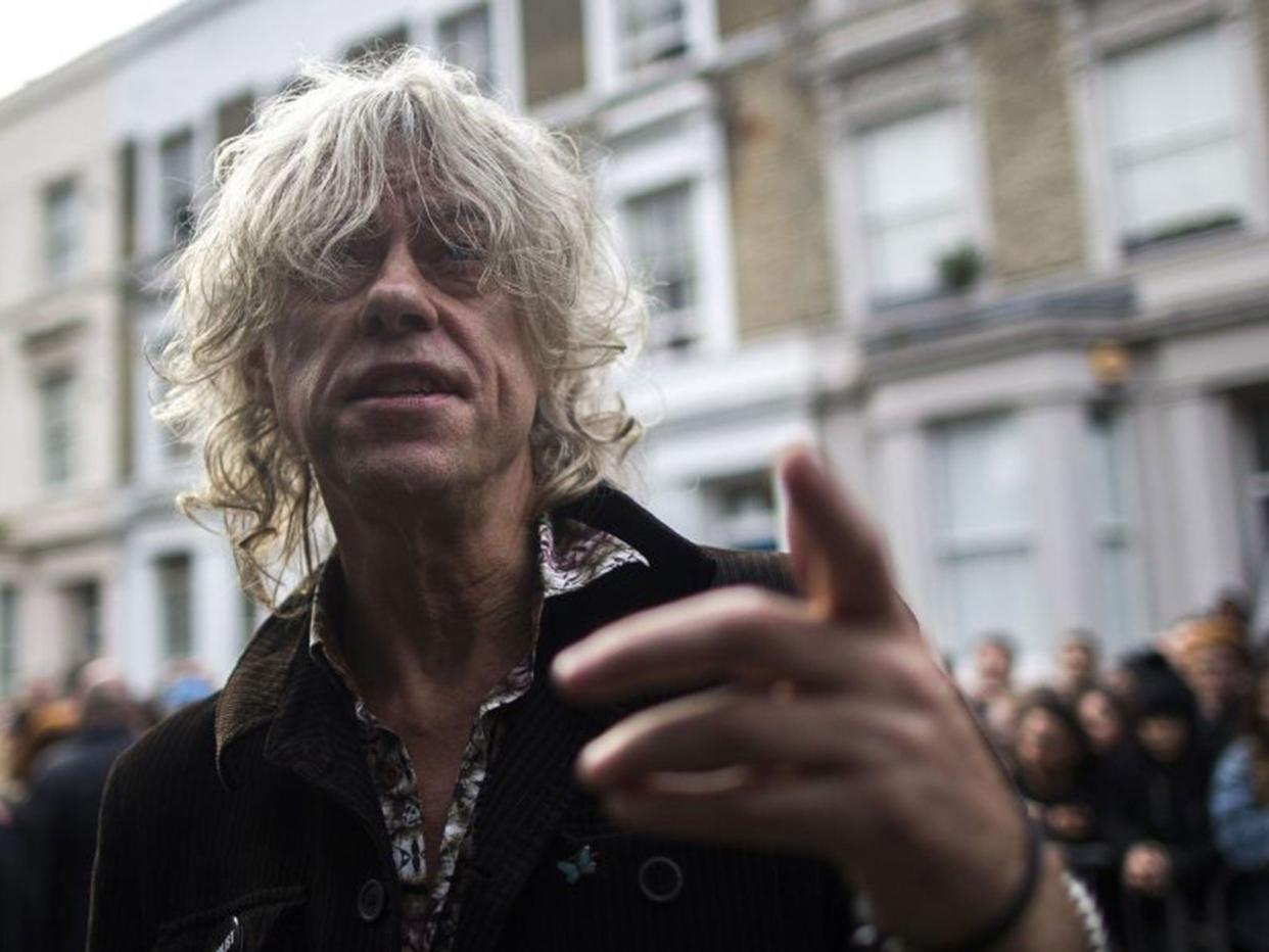 Bob Geldof arrives at a west London studio to record the new Band Aid 30 single on November 15, 2014: ANDREW COWIE/AFP/Getty Images