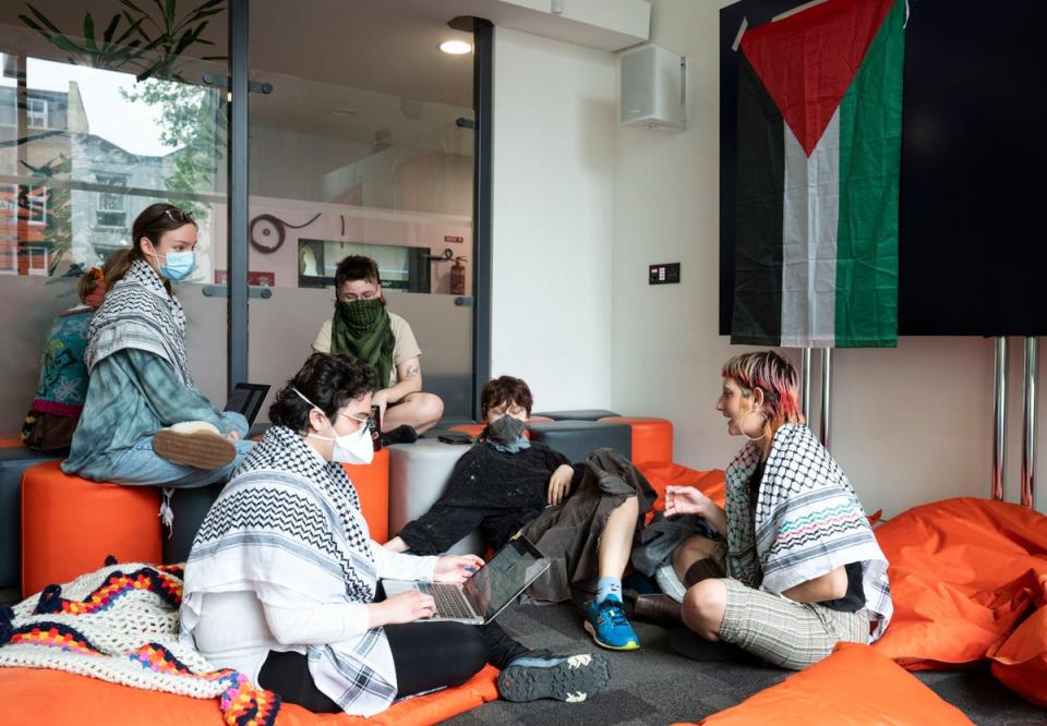 Students occupying the library at Goldsmiths University (Lucy Young)
