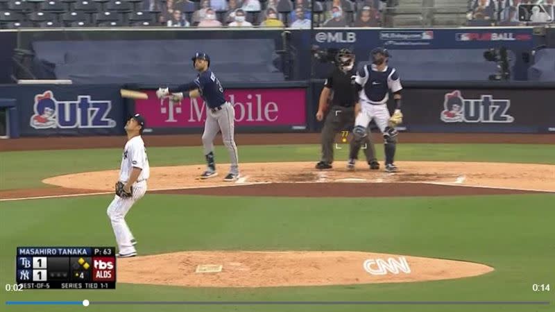 田中將大4局挨2轟失5分。（圖／翻攝自MLB官網）