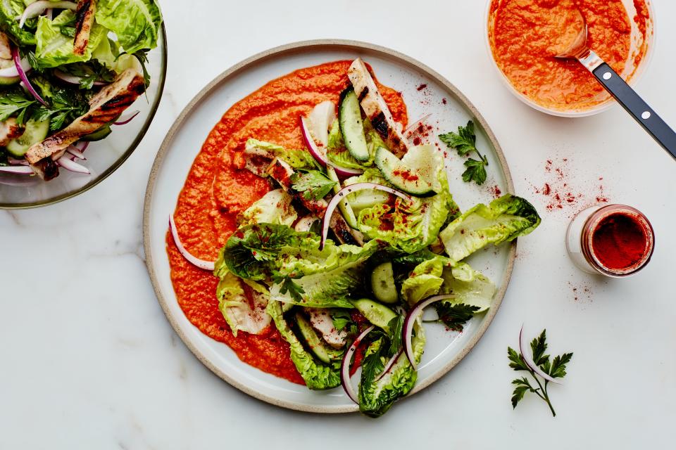 Grilled Chicken Salad with Romesco Sauce