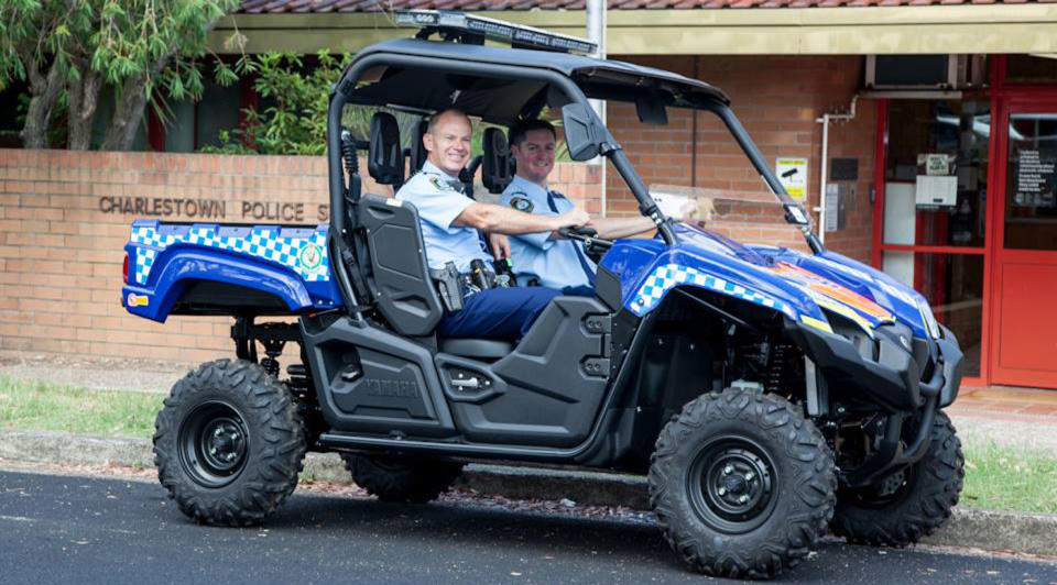 A blue NSW Police buggy, not involved in the alleged incident, parked outside Charlestown Police Station in Lake Macquarie in 2015. Source: Facebook/ Charlestown Police Station