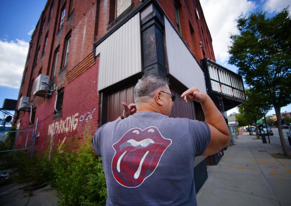 Philip “Pinky” Girouard wears his infamous “The Cockroaches” T-shirt outside of the former Sir Morgan’s Cove. Girouard was the doorman and one of the two bodyguards at Sir Morgan’s Cove when the Rolling Stones played there 40 year ago.