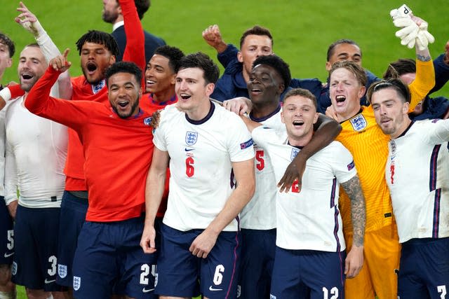 England players celebrate