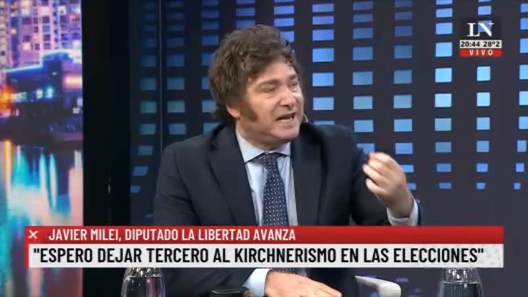 Javier Milei durante una entrevista con LN+