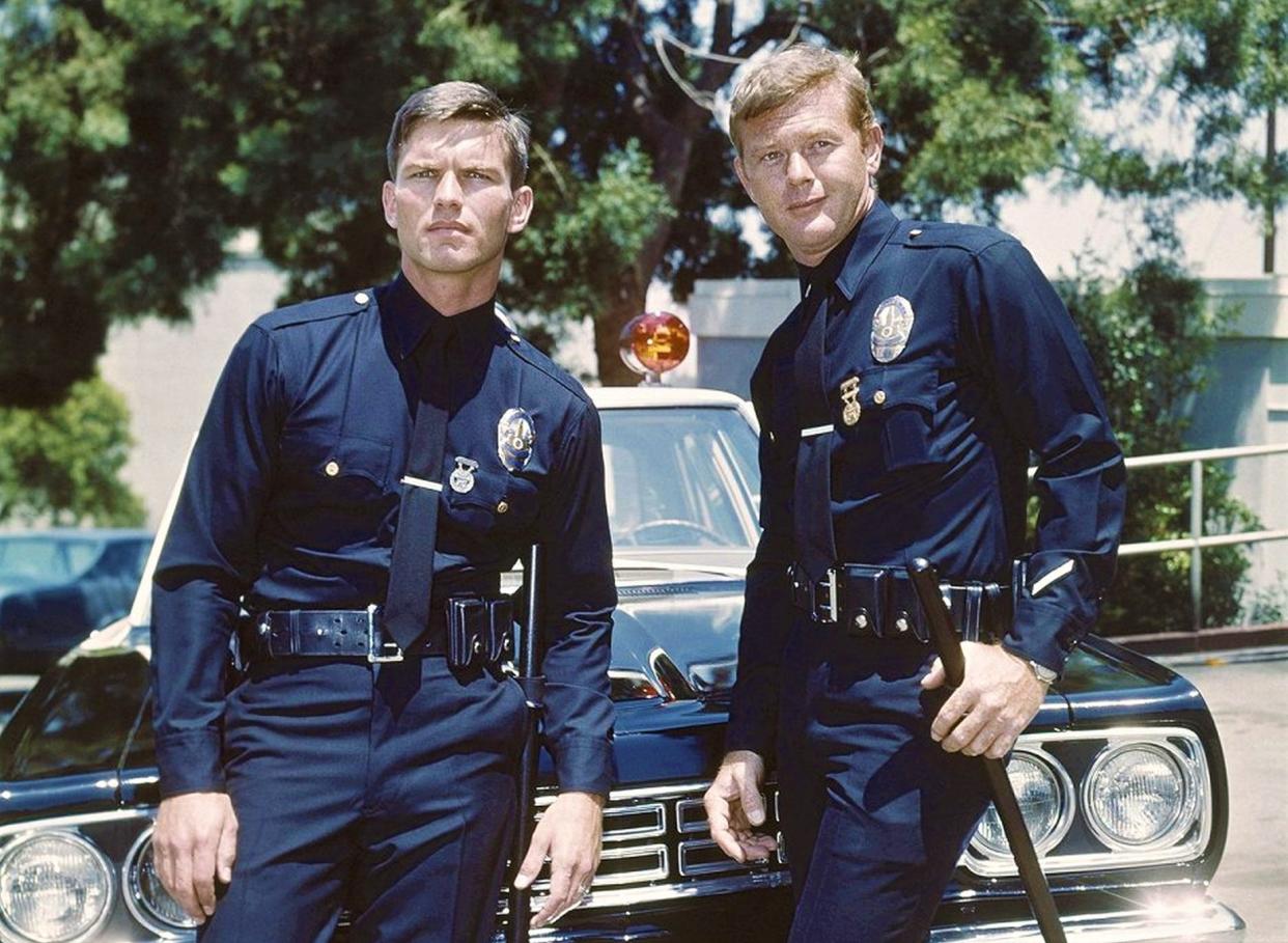 Kent McCord and Martin Milner in "Adam-12."