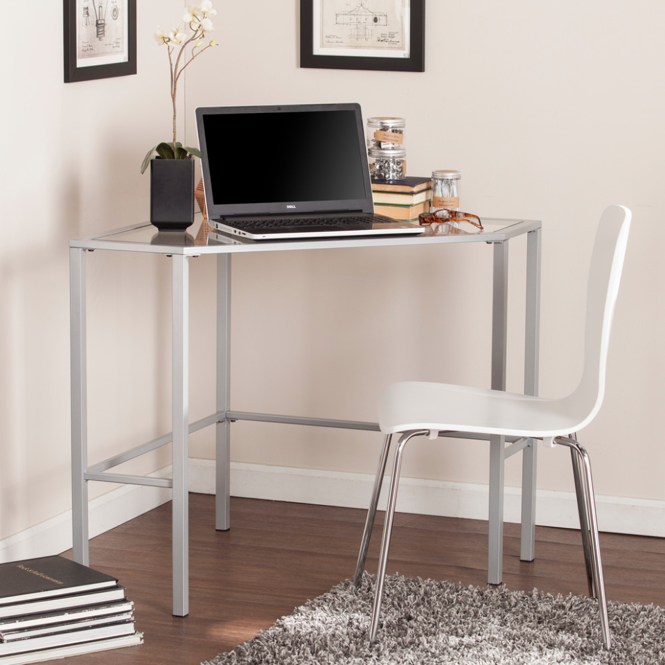 Grishtam Metal & Glass Corner Desk