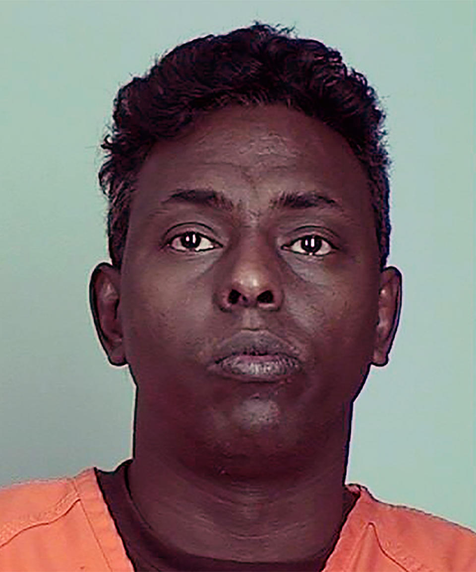 FILE - This undated image provided by the Sherburne County Jail shows Abdi Yusuf Hassan. Federal prosecutors say Hassan and Mohamed Tahlil Mohamed have been convicted of helping Somali pirates who kidnapped a U.S. journalist for ransom in 2012 and held him for 2 1/2 years. The U.S. attorney's office said the pair were convicted by a federal court jury in New York on Feb. 24, 2023, and could face life sentences. (Sherburne County Jail via Star Tribune via AP, File)