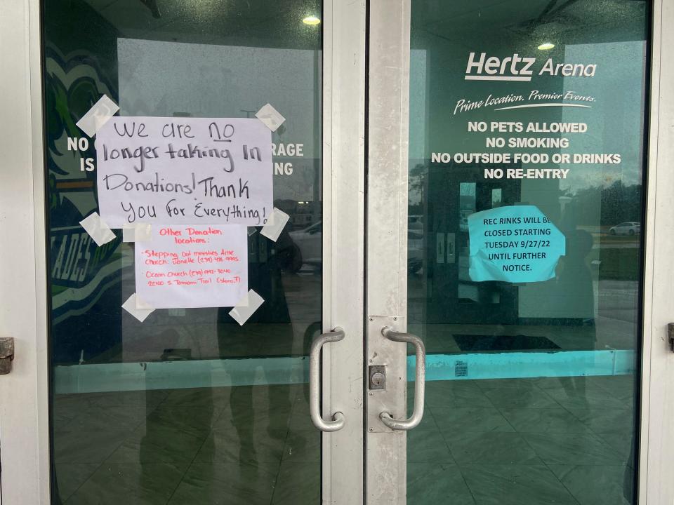 According to some sheltering in the Hertz Arena in Estero, Fla., donations are being turned away. The Red Cross is reportedly turning away people with fresh food and clothes for the hundreds of evacuees who have until Oct. 21, 2022 to leave the facilities.