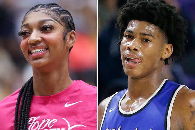 <p>Simon Bruty/Anychance/Getty ; Michael Reaves/Getty</p> Left: Angel Reese before the NCAA Women's Basketball game between LSU Lady Tigers and Coppin State Eagles on December 20th, 2023 in Baltimore, Maryland. Right: Cam'ron Fletcher #21 of Vashon High School in action during the City of Palms Classic on December 19, 2019 in Fort Myers, Florida.