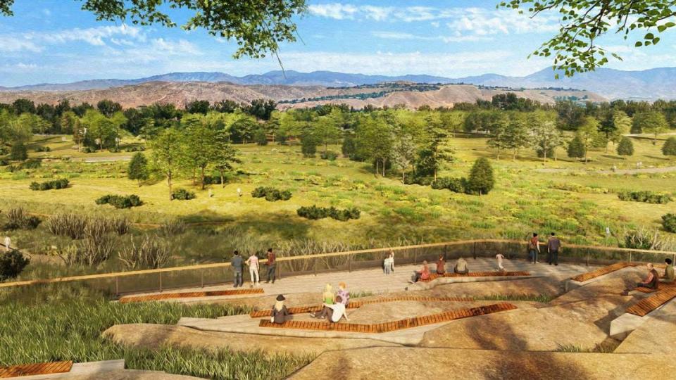 This rendering shows a potential future area called The Ridges that would overlook the 97-acre park.