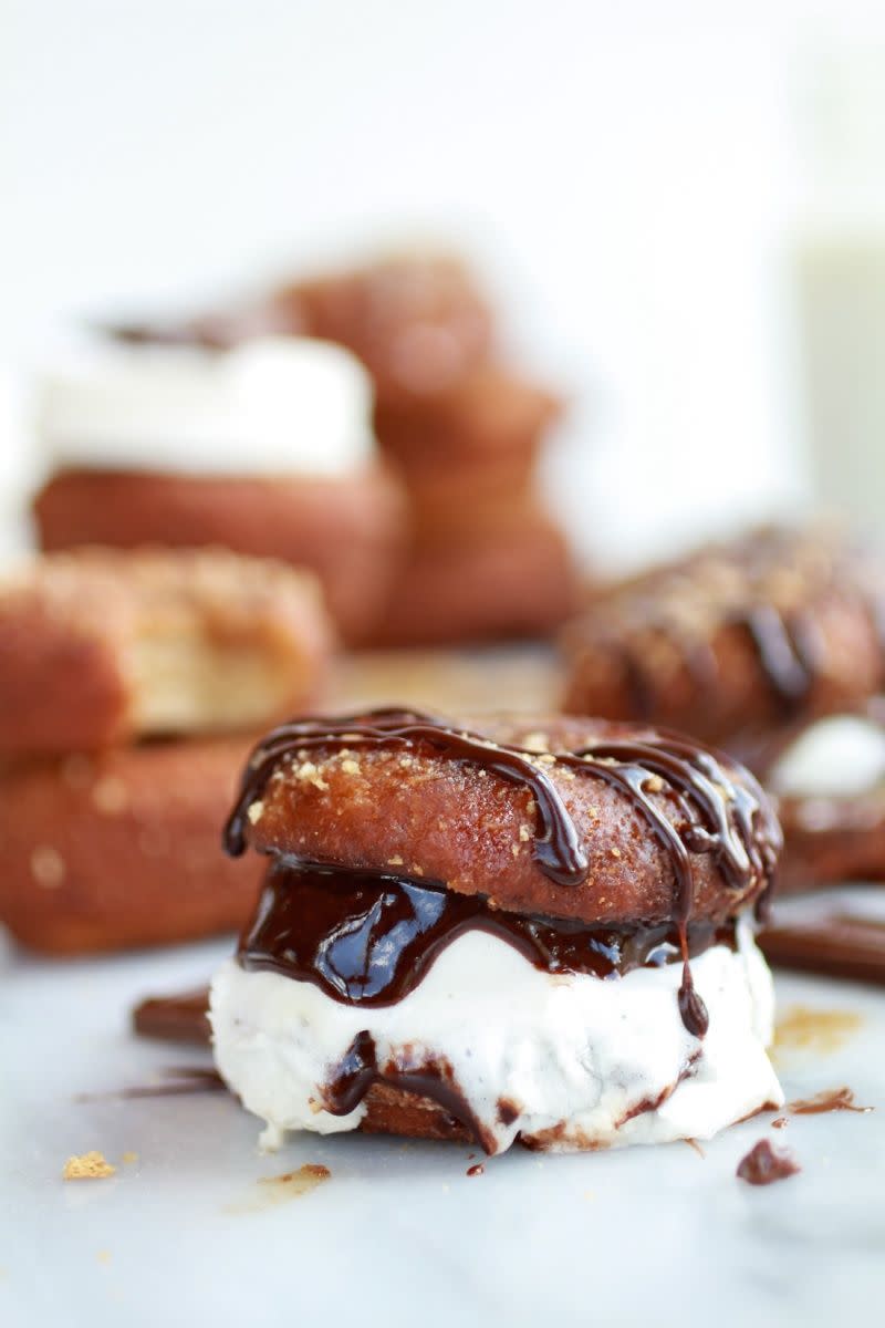 S'more Doughnut Sandwich with Homemade Beer Marshmallows