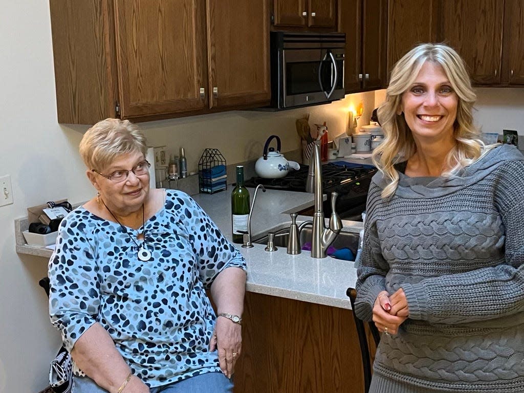 Lisa Larkins, 52, of Greece, N.Y., has been caring for her mom, Edith Onorati, 83, for 7 years. Larkins utilizes Trualta's web-based training to help with some unexpected challenges she faces while caregiving.