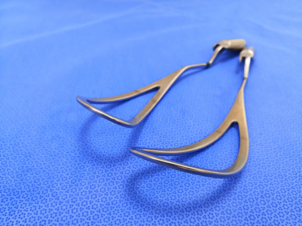 Closeup Image Of Obstetrical Forceps Or Baby Forceps