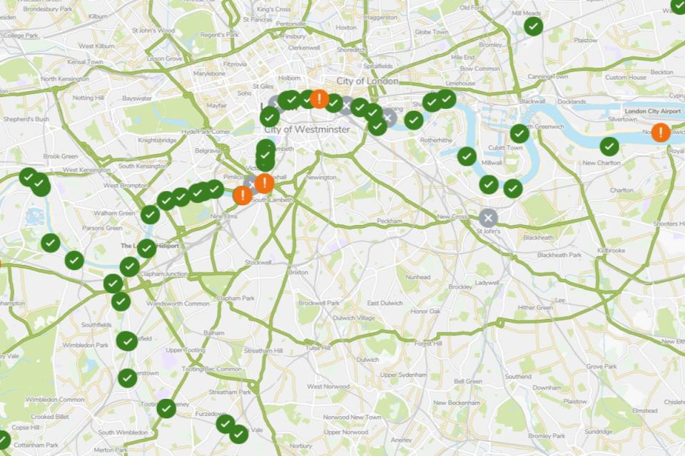 Storm overflow sites across London are recorded on the map (Thames Water)