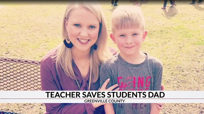 Keller Sutherland helped her student Cameron Simoncic save his father’s life. (Photo: WSPA)