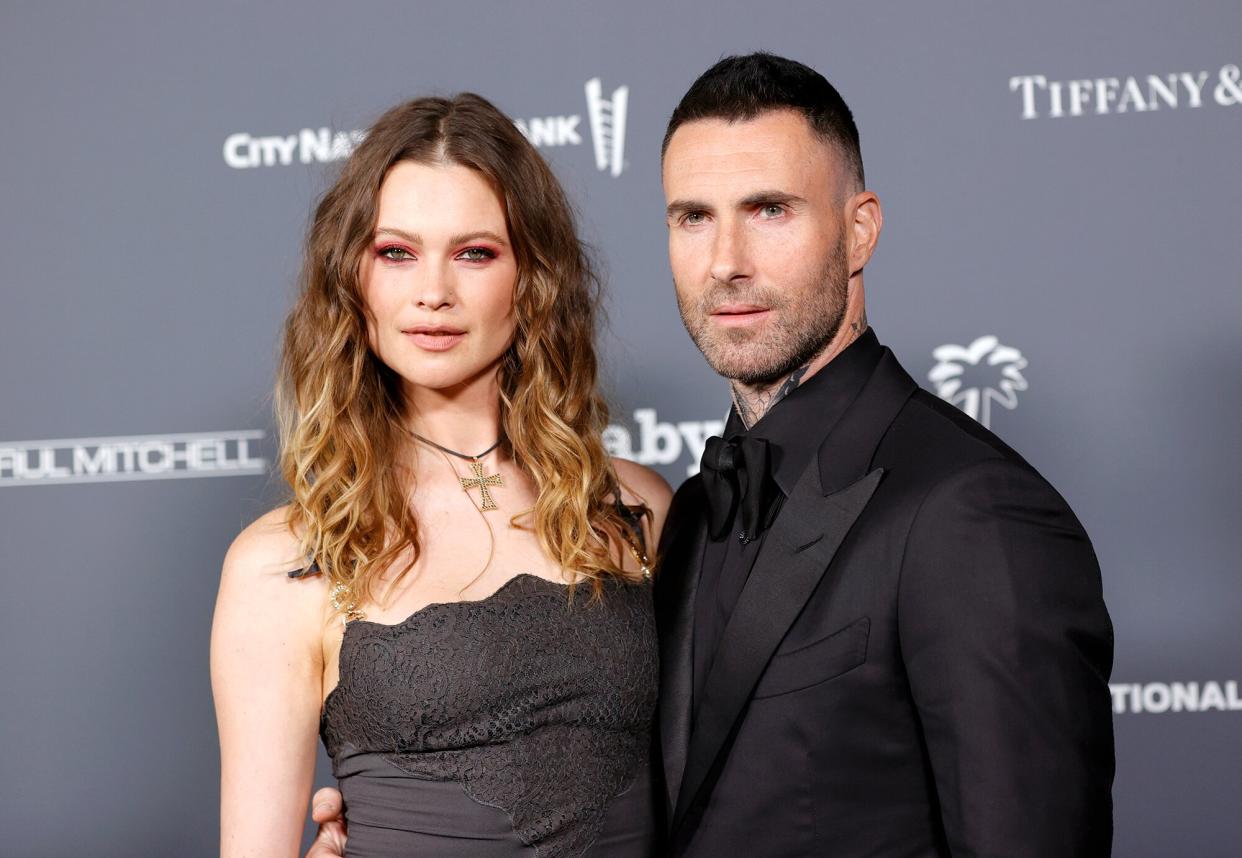 Behati Prinsloo and Adam Levine attend the Baby2Baby 10-Year Gala presented by Paul Mitchel