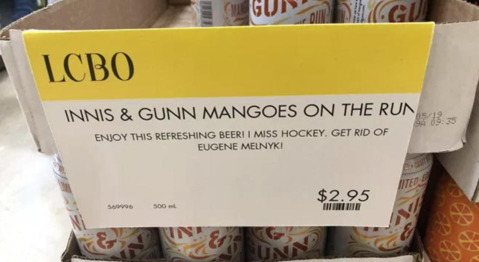 This LCBO worker in Ottawa really doesn’t like Eugene Melnyk. (@mattfharris // Twitter)