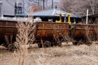 An old mine train is seen outside the tungsten mine in Gangwon Province