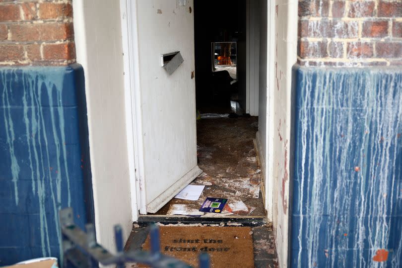 The front door filled with sewage