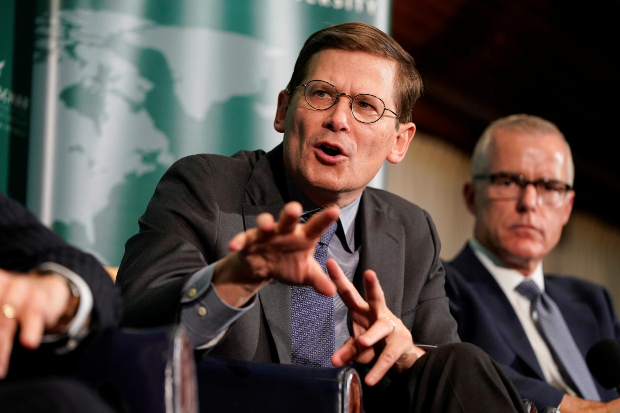 Former CIA acting director Michael Morell speaks during a forum on election security at the National Press Club in Washington, on October 30, 2019.   (Joshua Roberts/Reuters)