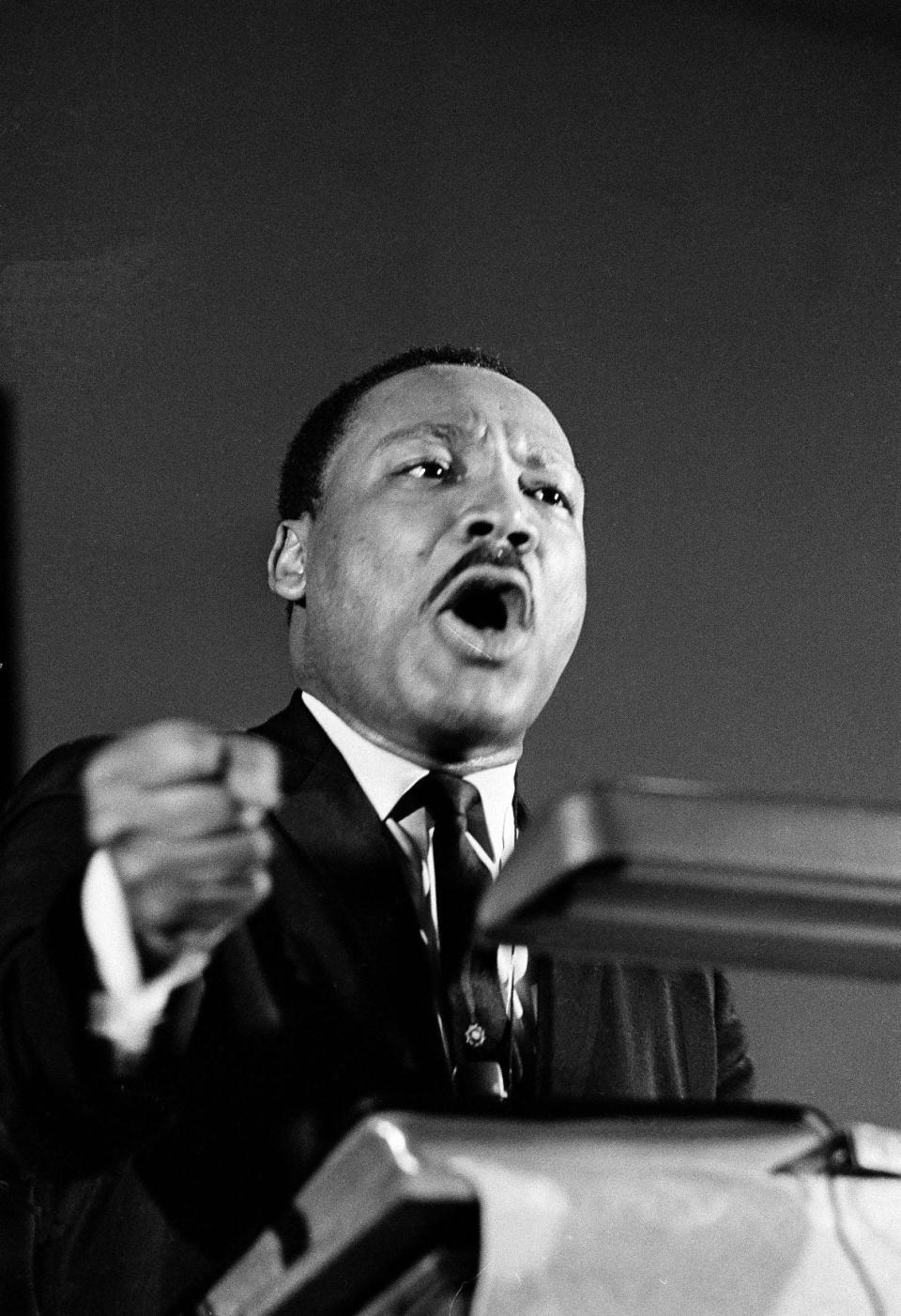 In this AP file photo, the Rev. Martin Luther King Jr. is shown in February 1968 in Selma, Ala.