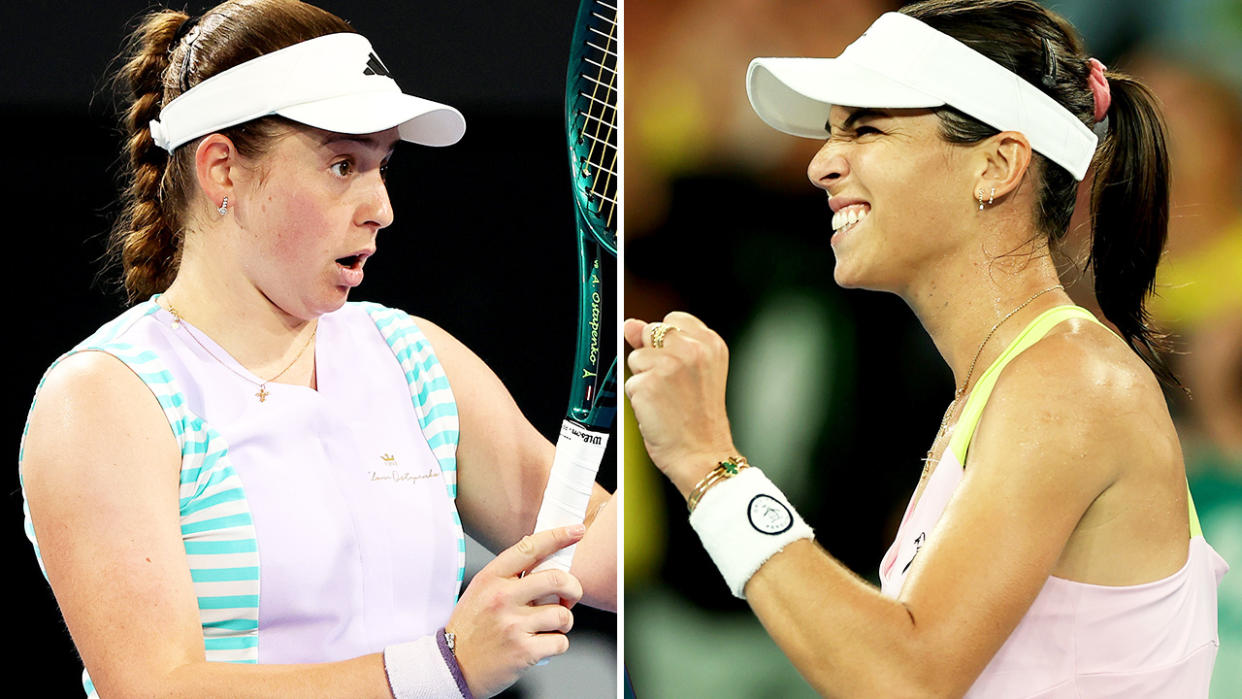 Jelena Ostapenko and Ajla Tomljanovic, pictured here at the Australian Open.