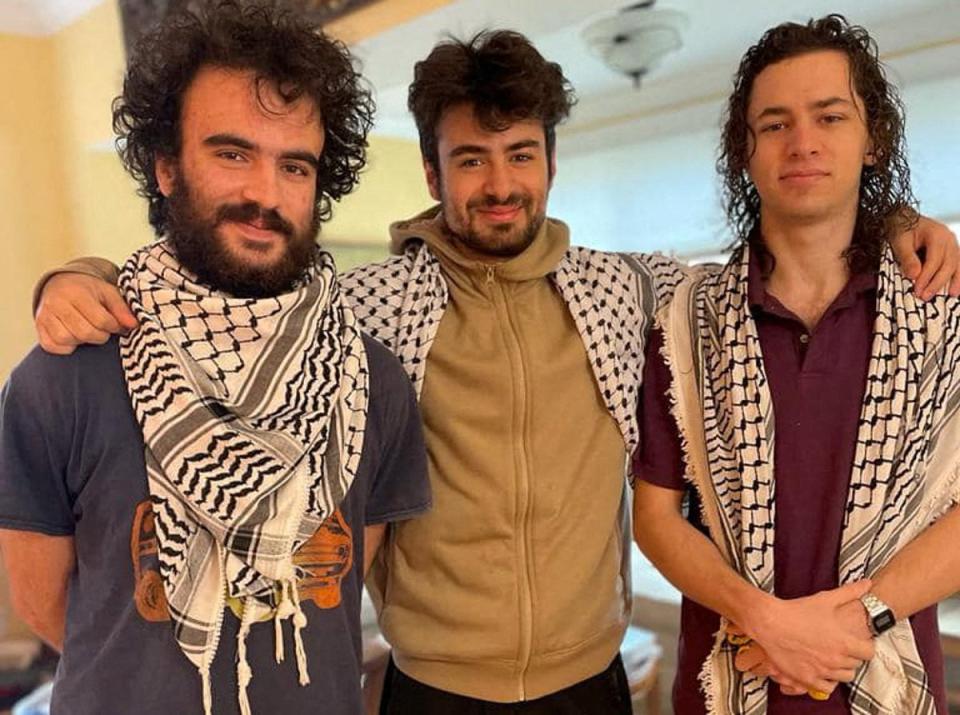 Hisham Awartani, Kinnan Abdel Hamid and Tahseen Ahmed, the three Palestinian college students attacked by a gunman on 25 November while walking to a Thanksgiving celebration. (via REUTERS)