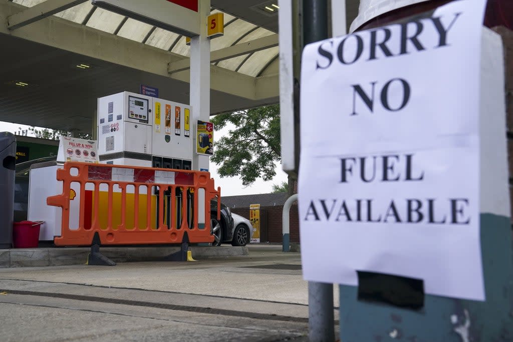 A Shell petrol station in Bracknell, Berkshire, which has no fuel  (PA Wire)