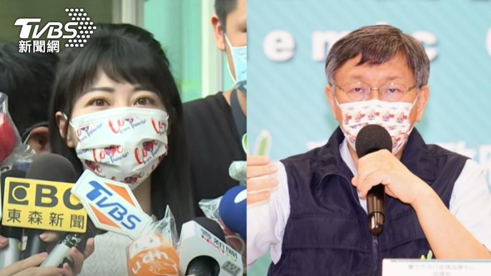 台北市長柯文哲在記者會點名民進黨立委高嘉瑜關說疫苗。（圖／TVBS）