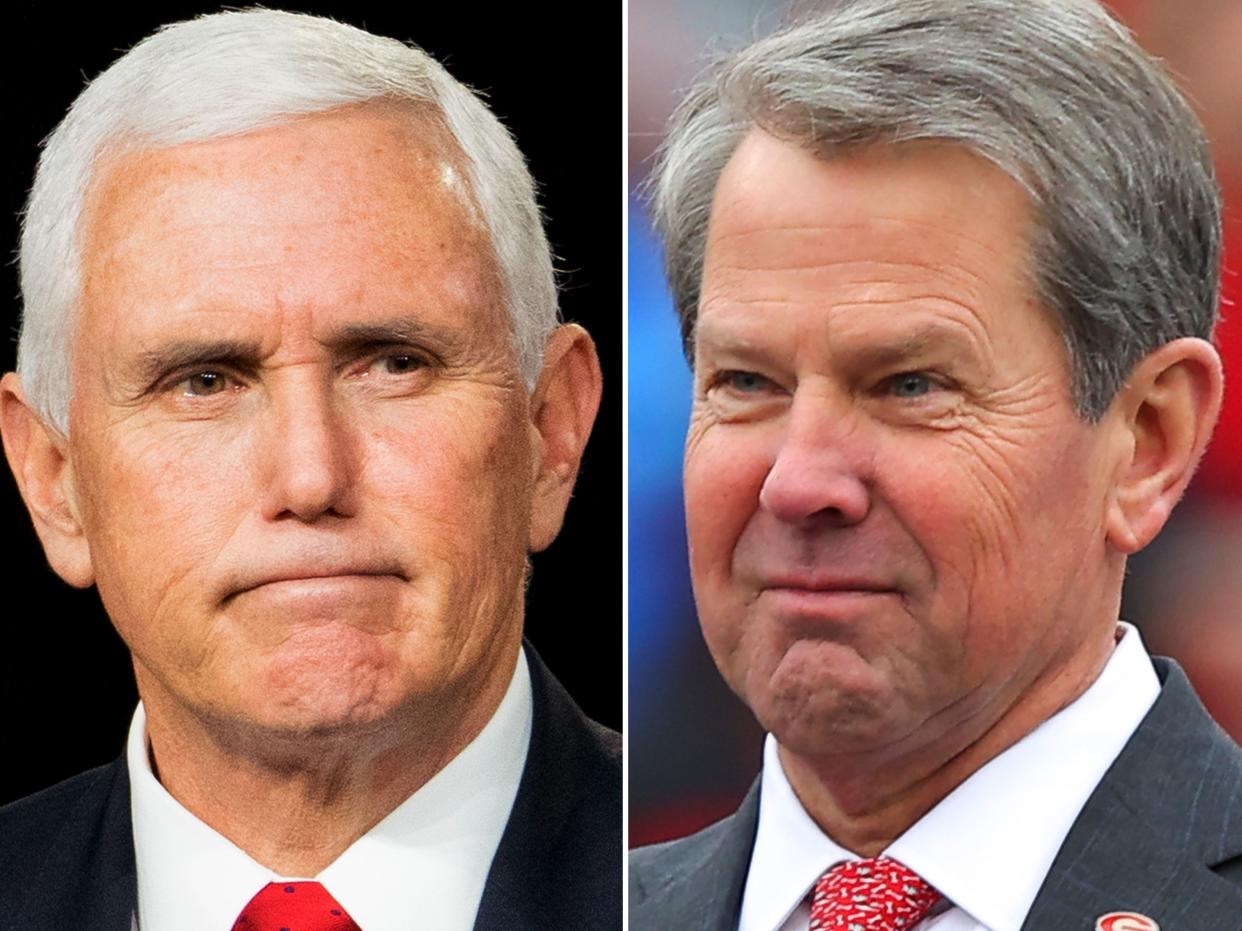 Former Vice President Mike Pence and Georgia Gov. Brian Kemp