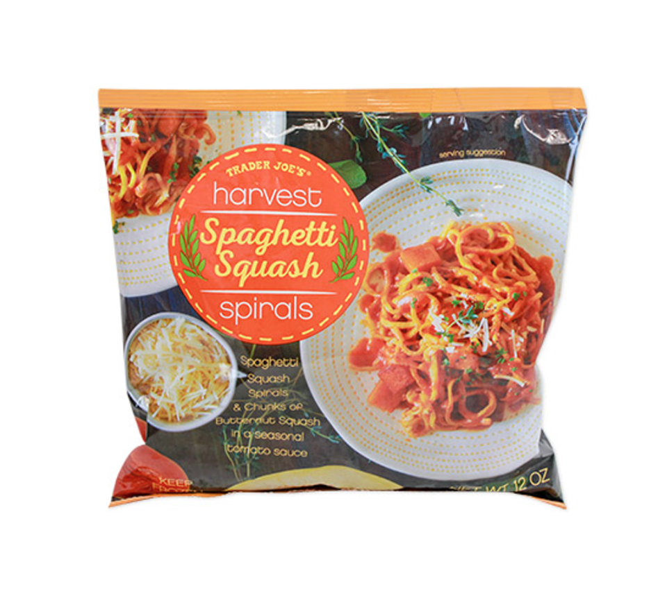 <p><strong>Cutting and shredding spaghetti squash can take a lot of manpower, but this frozen option does the hard work for you. </strong>TJ's cooks and shreds the squash, then twists them into small nests which you can prepare at home in less than ten minutes. It's the perfect veggie-forward option with a seasonal tomato sauce too. </p><p><strong><em>RD Pick</em></strong></p>