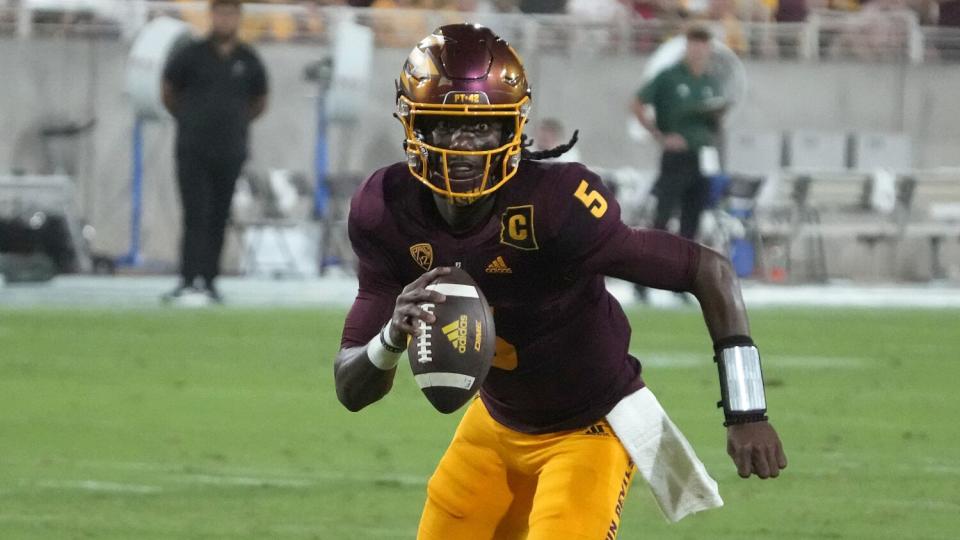 Arizona State quarterback Emory Jones looks to pass against Eastern Michigan on Sept. 17.