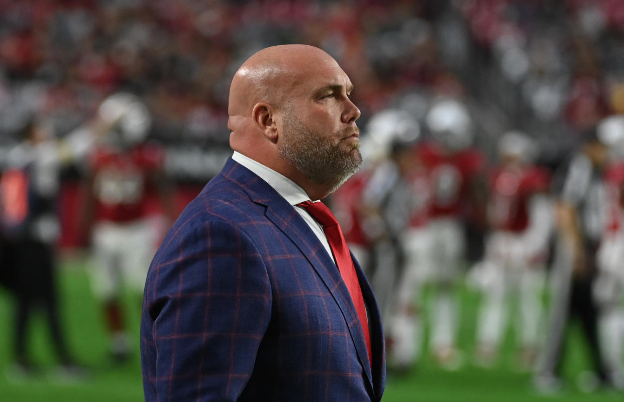 GLENDALE, ARIZONA - JANUARY 09: General manager Steve Keim of the Arizona Cardinals looks on from the sidelines during a game against the Seattle Seahawks at State Farm Stadium on January 09, 2022 in Glendale, Arizona. (Photo by Norm Hall/Getty Images)