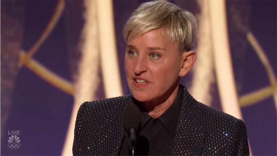 Ellen DeGeneres accepting the Carol Burnett Award at the 77th Annual Golden Globe Awards. | NBC