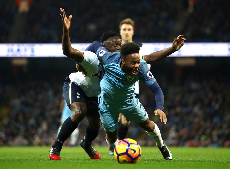 No foul: Danny Rose and Raheem Sterling clash