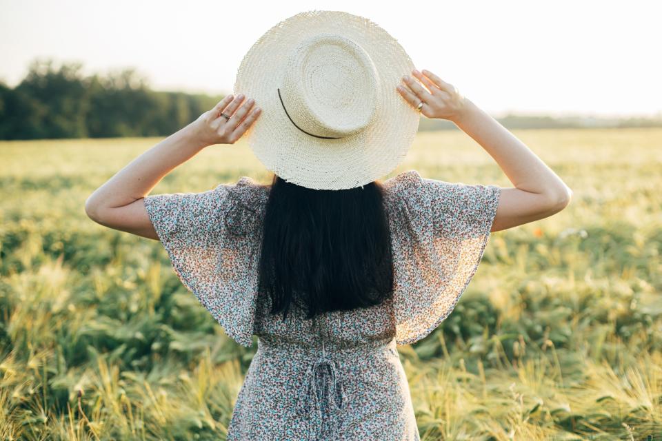 Woman-Wearing-Chiffon-Dress-Stock-Photo