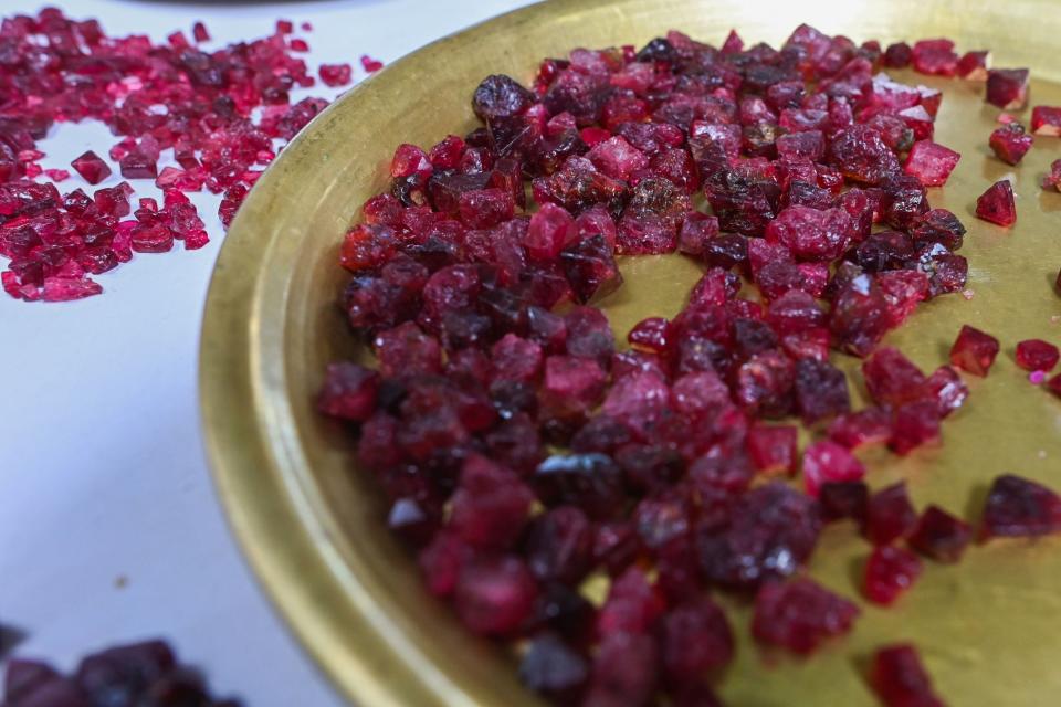 Rough rubies.