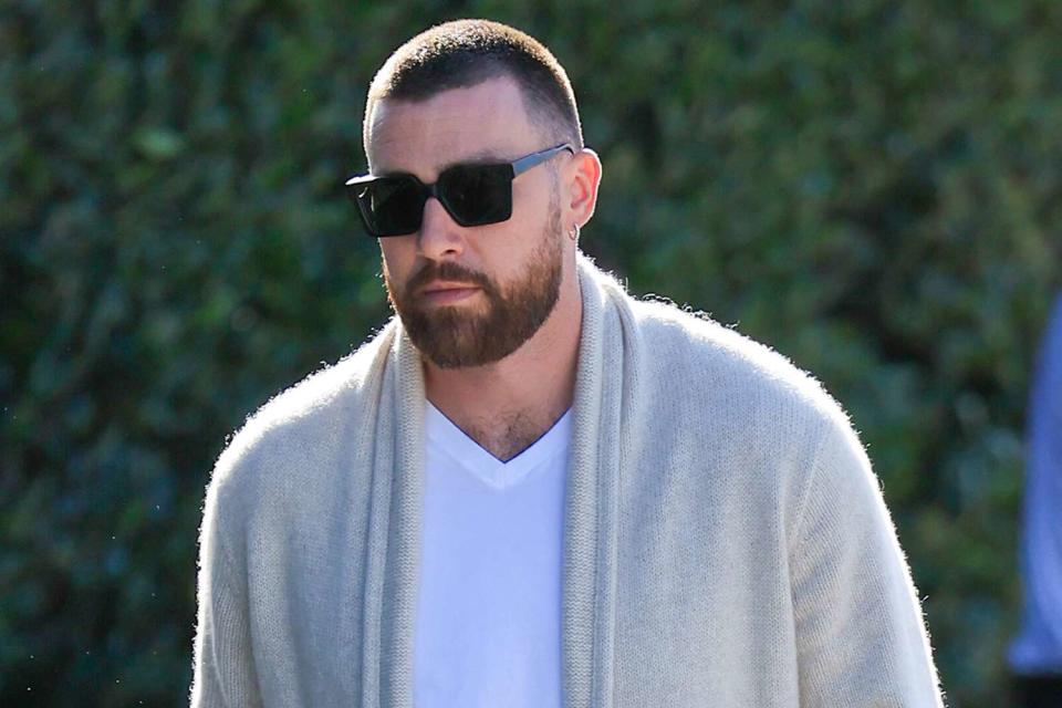 <p>Rachpoot/Bauer-Griffin/GC Images</p> Travis Kelce on March 11, 2024 in Los Angeles