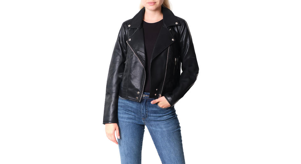 BLANKNYC Good Vibes Faux Leather Moto Jacket