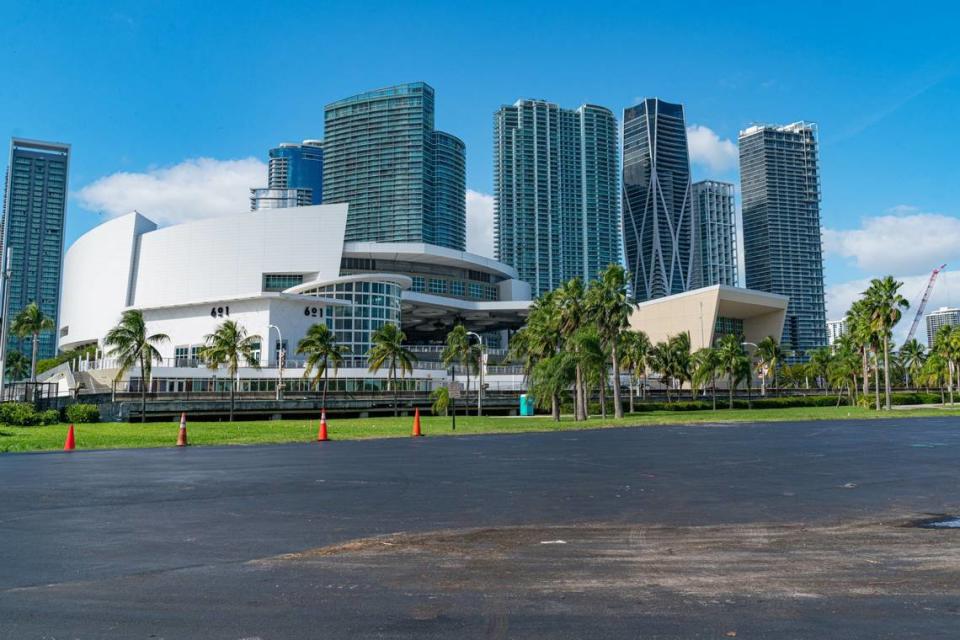 The Miami Heat is using the county-owned Parcel B behind the downtown arena as a parking lot on game nights.