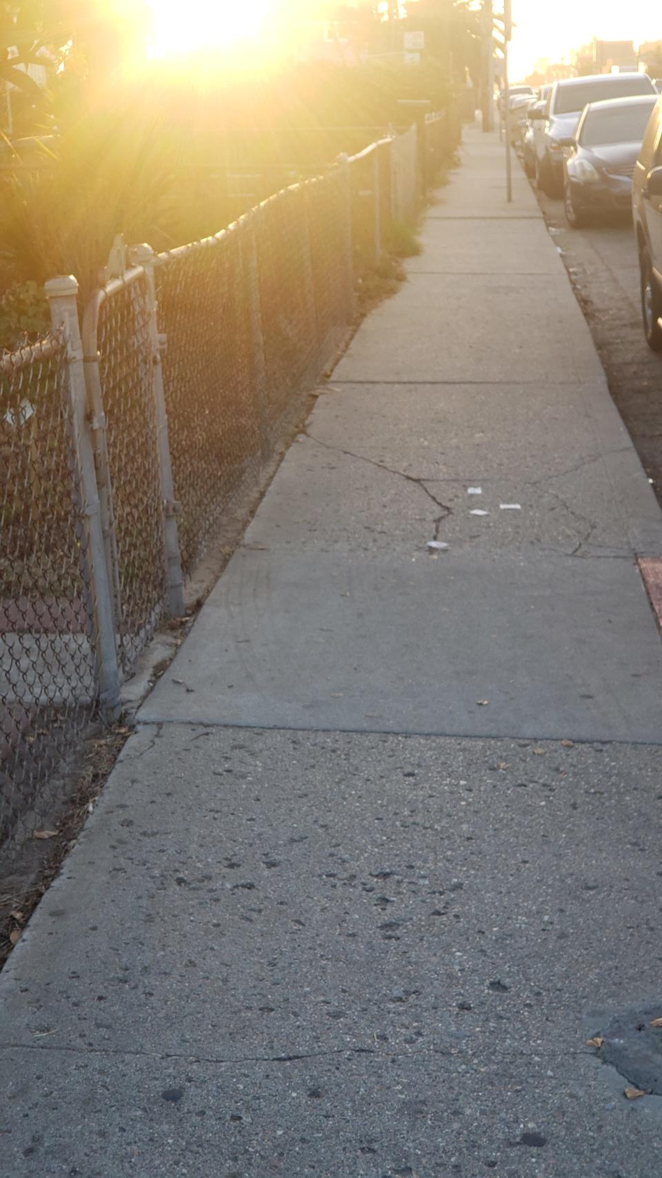 A sidewalk in the 700 block of Cooper Road in Oxnard Tuesday evening.