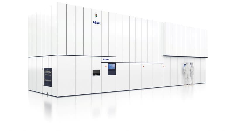 Illustration shows an impression of the pilot model of ASML newest product, a "High NA EUV" lithography tool