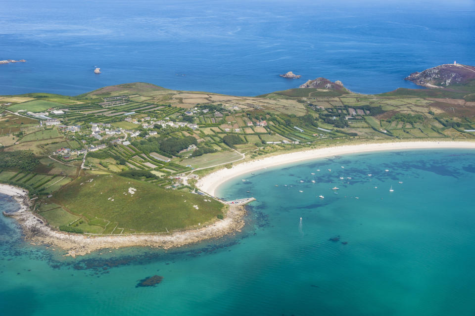 UK, England, Aerial view of the Isles of Scilly